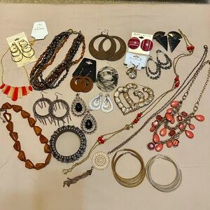 Bundle of Jewelry 23 Pieces Necklaces Earrings Boho Fun Costume
